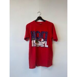 VINTAGE Snoopy Woodstock Noel Christmas Shirt Small Graphic Holiday Made USA 80s